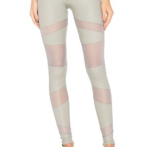 Onzie Legging in Stone Fishnet with mesh cut outs